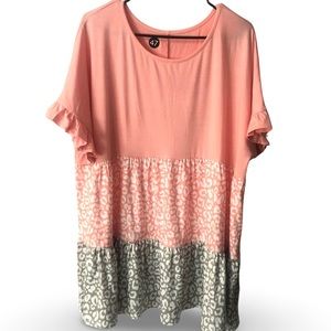 Coral and Sage Leopard Print Tunic-Curvy